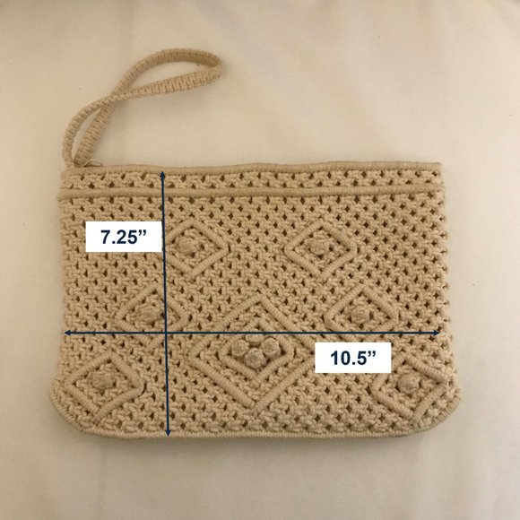 Vintage Cream Macrame Wristlet Purse - Picture 5 of 5